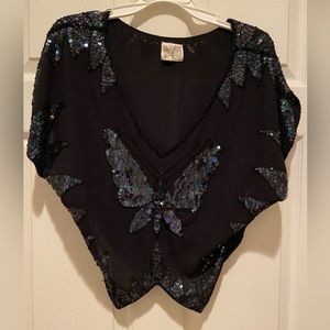 Free People sequined butterfly 🦋 top Sz small